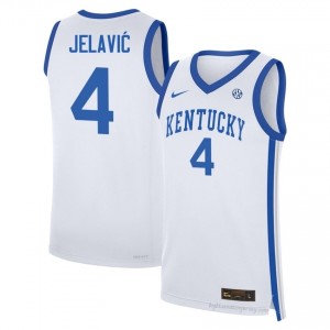 UK Wildcats Andrija Jelavic #4 High School Basketball Jersey | Men White Moisture-Wicking Craftsmanship 67401115