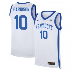 White Brandon Garrison #10 Basketball Player Jersey | Men UK Wildcats Durable Sewn 75561509