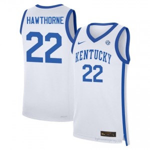 UK Wildcats Braydon Hawthorne #22 NCAA Basketball Jersey | Men White Moisture-Wicking Craftsmanship 20185941