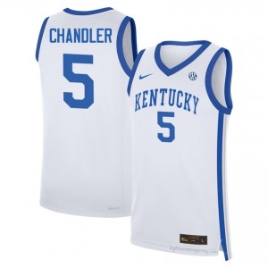 White Collin Chandler #5 Basketball College Jersey | Men UK Wildcats Durable Sewn 87117825