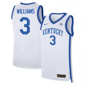 White Kam Williams #3 Basketball Player Jersey | Men UK Wildcats Durable Sewn 76869202