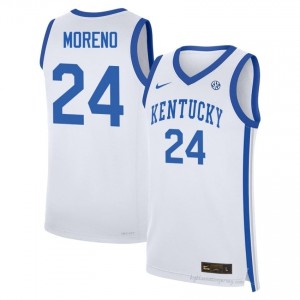 White Malachi Moreno #24 Basketball College Jersey | Men UK Wildcats Durable Sewn 40063376