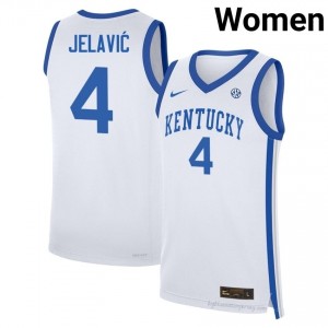 White Andrija Jelavic #4 Basketball College Jersey | Women UK Wildcats Durable Sewn 14818500