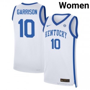 UK Wildcats Brandon Garrison #10 High School Basketball Jersey | Women White Moisture-Wicking Craftsmanship 18041589