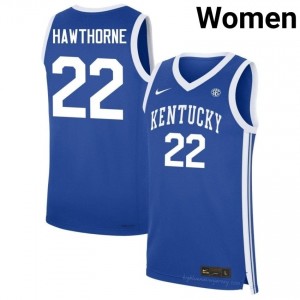 Braydon Hawthorne Kentucky Wildcats #22 Women Royal Basketball NCAA Jersey | Premium Sewn Polyester 38322217