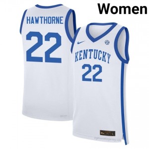 White Braydon Hawthorne #22 Basketball Player Jersey | Women UK Wildcats Durable Sewn 81142877