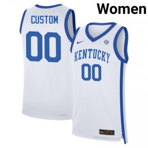 White Custom #00 Basketball Player Jersey | Women UK Wildcats Durable Sewn 40656816