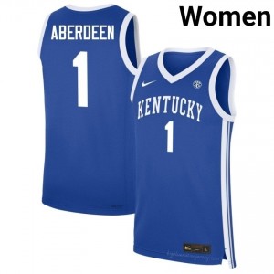 Denzel Aberdeen Kentucky Wildcats #1 Women Royal Basketball NCAA Jersey | Premium Sewn Polyester 29286697