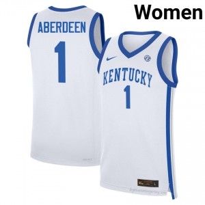 White Denzel Aberdeen #1 Basketball Player Jersey | Women UK Wildcats Durable Sewn 68998048