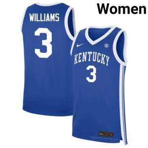 Kam Williams #3 Kentucky Wildcats Basketball Player Jersey | Women Royal Stitched Polyester 65549777
