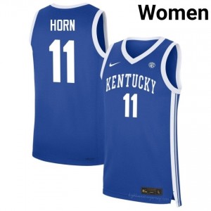 Walker Horn #11 Kentucky Wildcats Basketball College Jersey | Women Royal Stitched Polyester 72924035