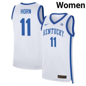 UK Wildcats Walker Horn #11 NCAA Basketball Jersey | Women White Moisture-Wicking Craftsmanship 22533237