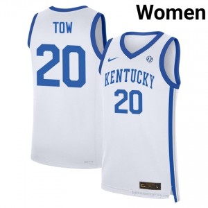 White Zach Tow #20 Basketball College Jersey | Women UK Wildcats Durable Sewn 54998738