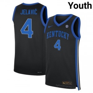 Andrija Jelavic #4 Black Basketball Jersey | Kentucky Cats Youth Breathable Stitching 73054286