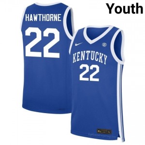 Braydon Hawthorne #22 Kentucky Wildcats Basketball Player Jersey | Youth Royal Stitched Polyester 45363596