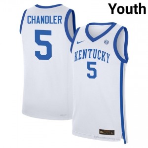 White Collin Chandler #5 Basketball Player Jersey | Youth UK Wildcats Durable Sewn 89661209