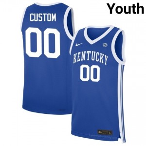 Custom #00 Kentucky Wildcats Basketball Player Jersey | Youth Royal Stitched Polyester 94775880