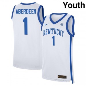 UK Wildcats Denzel Aberdeen #1 High School Basketball Jersey | Youth White Moisture-Wicking Craftsmanship 54068697