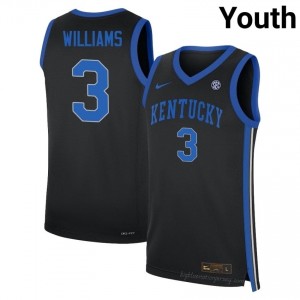 Kam Williams #3 Kentucky Cats Black NCAA Basketball Jersey | Youth High-Quality Stitching 96582018