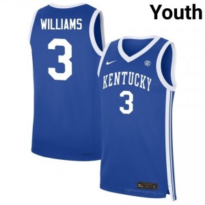 Kam Williams Kentucky Wildcats #3 Youth Royal Basketball High School Jersey | Premium Sewn Polyester 93698264
