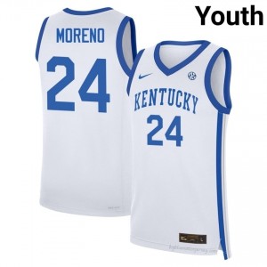 White Malachi Moreno #24 Basketball Player Jersey | Youth UK Wildcats Durable Sewn 55417406