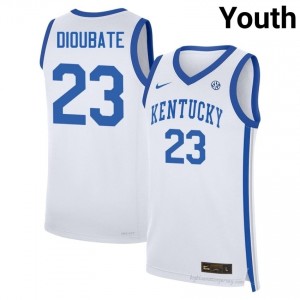 UK Wildcats Mouhamed Dioubate #23 NCAA Basketball Jersey | Youth White Moisture-Wicking Craftsmanship 84052462