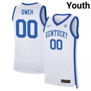 White Otega Oweh #00 Basketball College Jersey | Youth UK Wildcats Durable Sewn 19213228