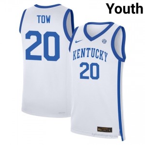 UK Wildcats Zach Tow #20 NCAA Basketball Jersey | Youth White Moisture-Wicking Craftsmanship 27635583